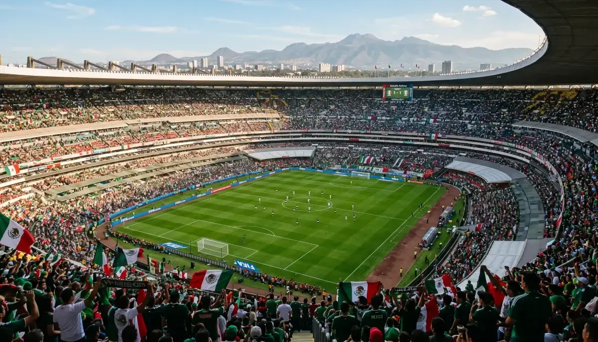 Estadio Azteca i gCathair Mheicsiceo ionad oscailte Chom an Domhain 2026